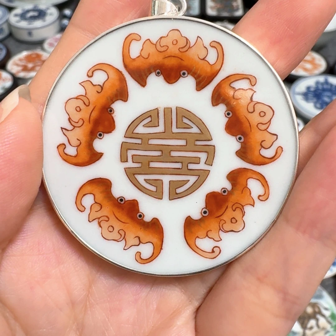 西***哥瓷片金五福挂件一个