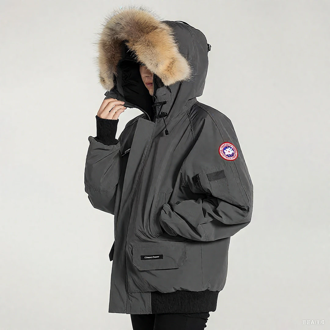 羽绒服01款飞行夹克带毛领男女同款户外防风保暖加厚短款连帽外套