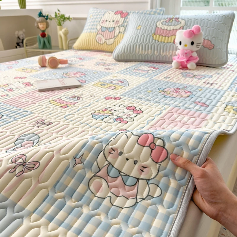 夏季婴儿可用乳胶凉席冰丝席大版花空调软席可机洗单双可折叠床