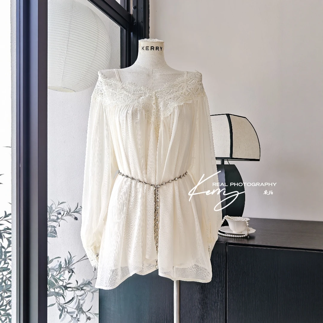 Kerry高级感显瘦【云端情书】慵懒温柔气质V领雪纺连衣裙/钻腰链