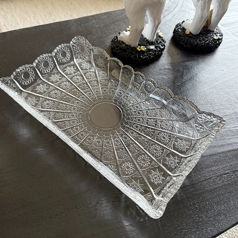 高端轻奢家用太阳花果盘水晶玻璃轻奢风高级感