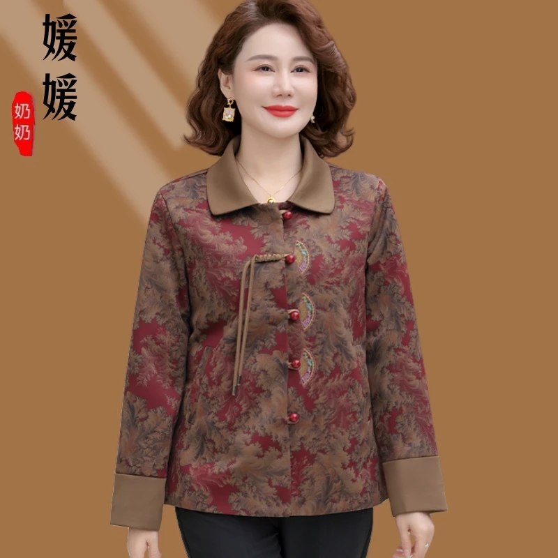 妈妈春秋外套2025新款洋气时尚阔太太国风衣服奶奶宽松中老年女装