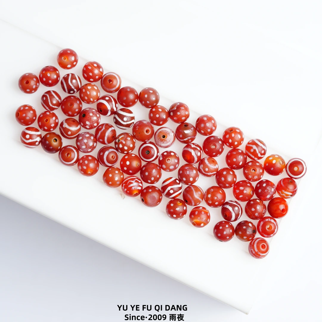 西亚圆珠~古珠系列玛瑙单珠~挫丝工艺~多样性发其一