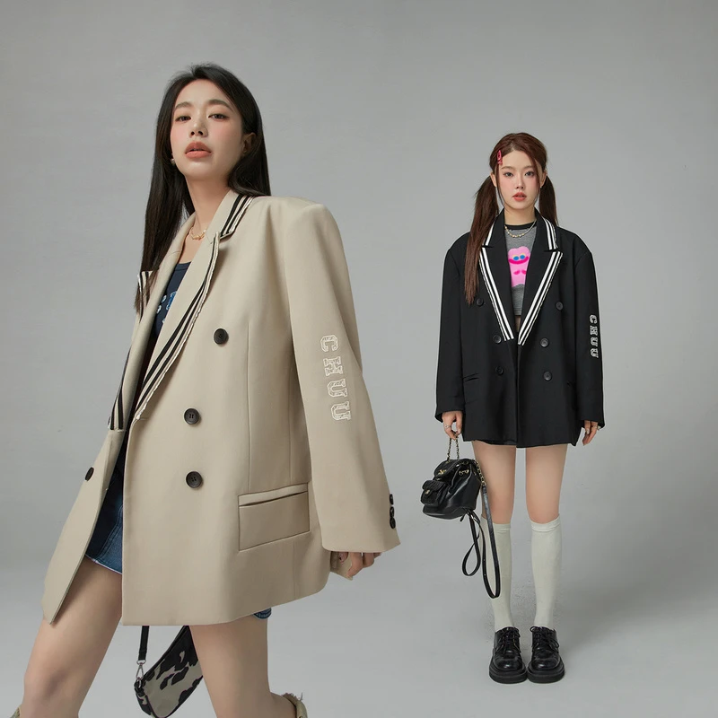 001W【云C专属】CHUU别致洋气宽松学院风双排扣设计西装-F