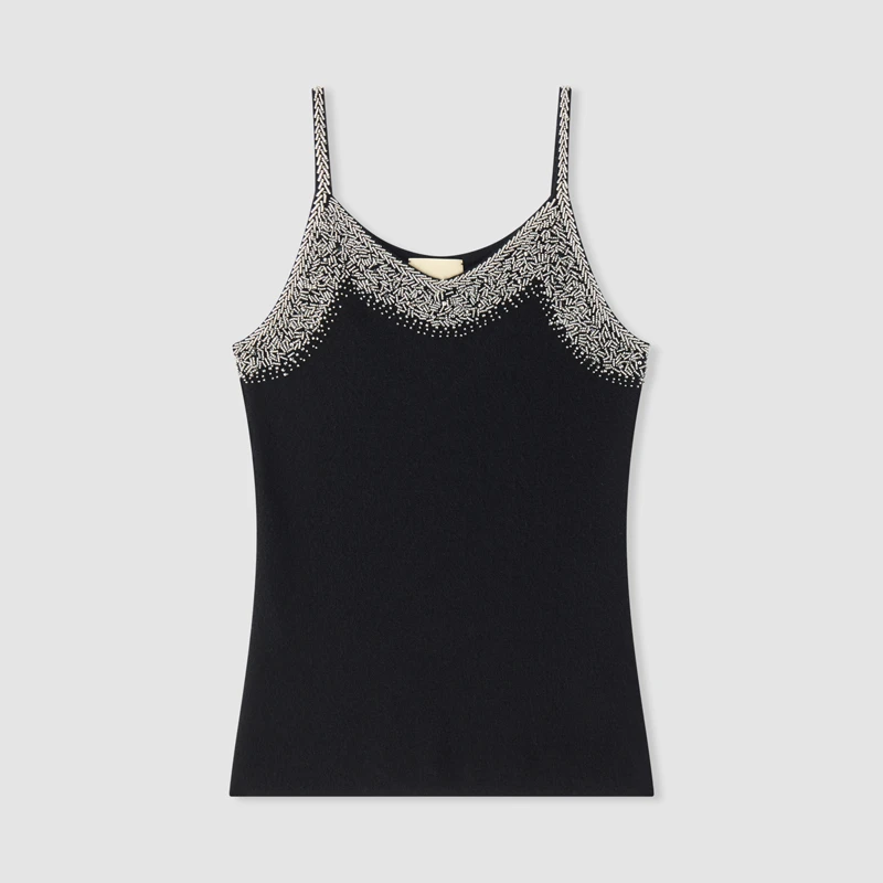 【冬姐自主品牌】VOR 【100%山羊绒】手工钉珠针织打底背心 X25300016