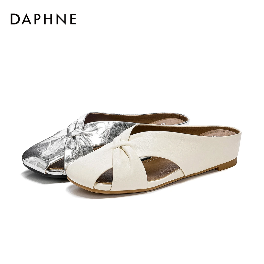 达芙妮镂空包头半拖鞋女2025夏季新款外穿一脚蹬法式配裙子穆勒鞋