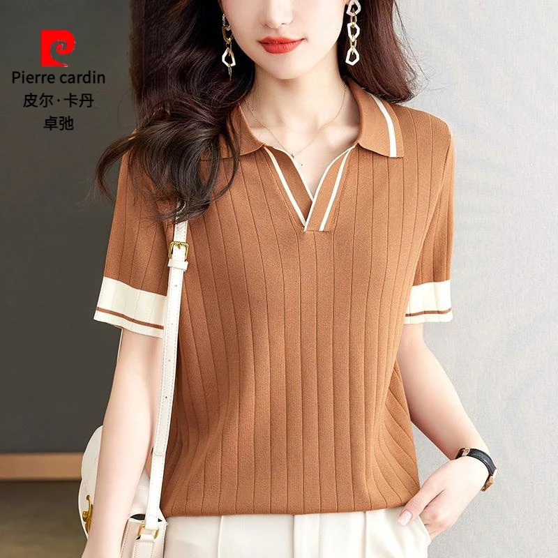 皮尔卡丹百搭显瘦大码夏季韩版女士半袖宽松小衫【短袖t恤女夏装薄