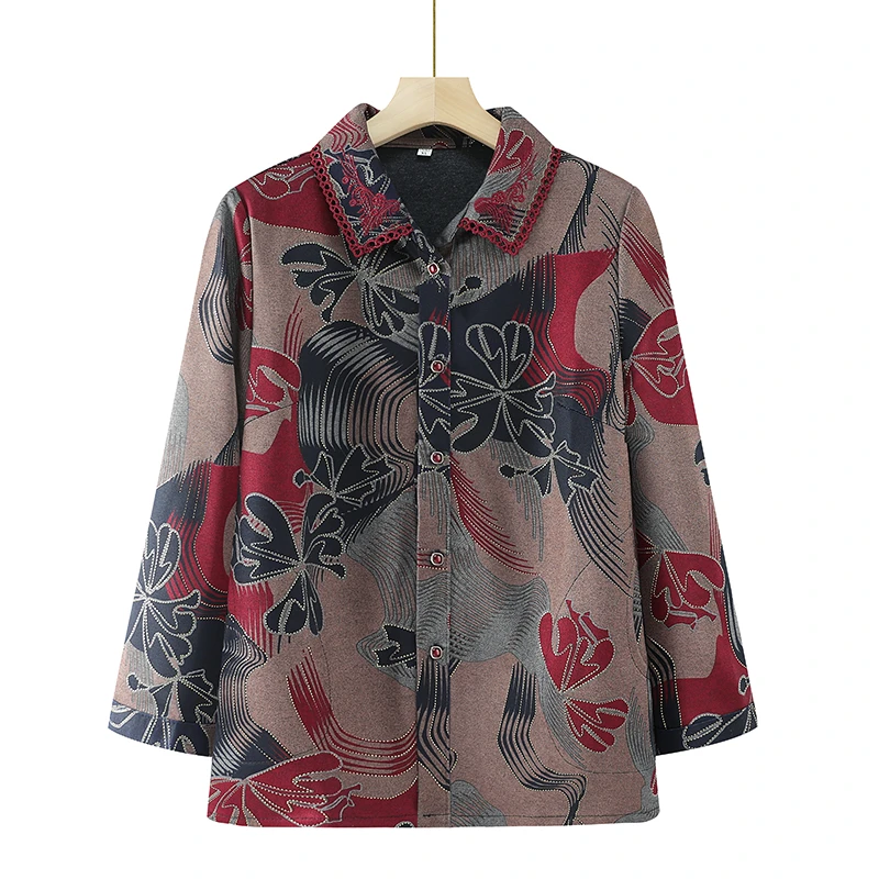 奶奶秋装衬衫女老年人衣服老太太春秋外套薄款6070岁妈妈夏季上衣