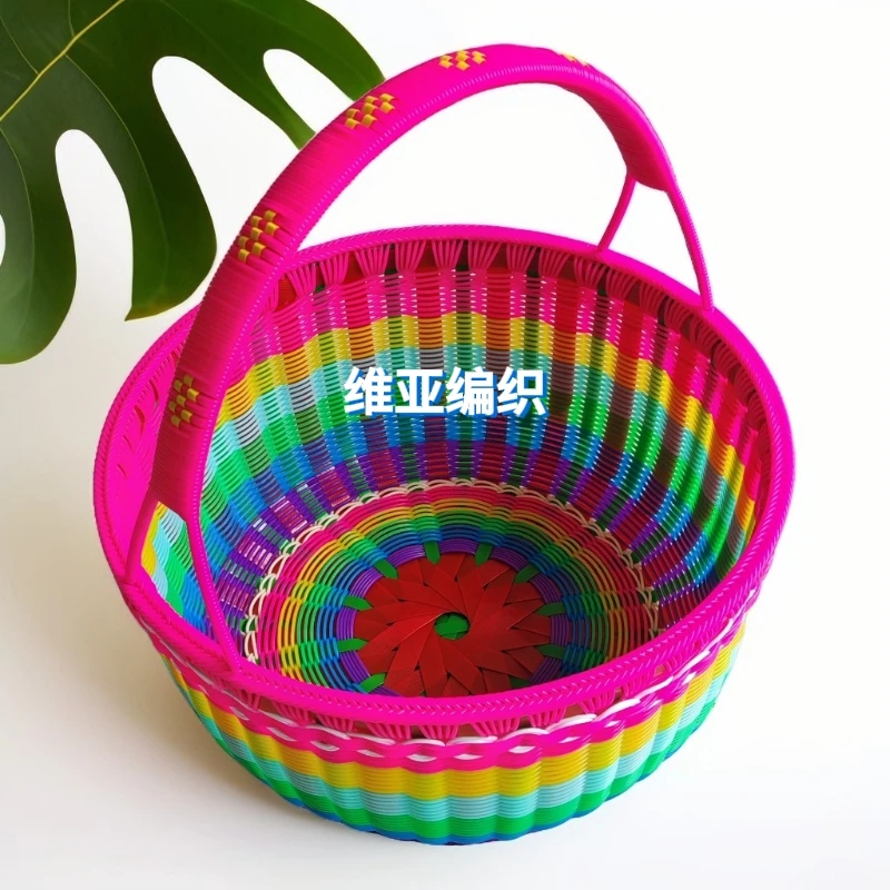 圆篮子藤编漂亮结实家用手提篮子藤编买特大号菜篮子拜拜篮