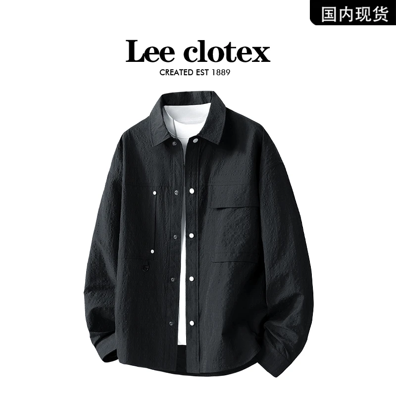 【品牌现货撤柜】LEECLOTEX春秋季男士衬衫大码新款潮流工装衬衣