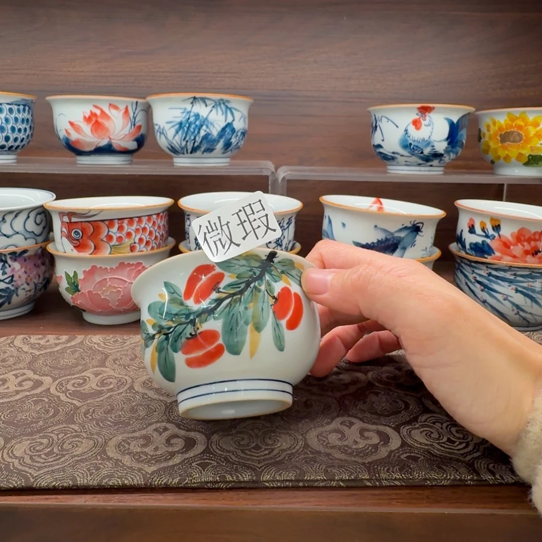 釉下手绘茶具微瑕