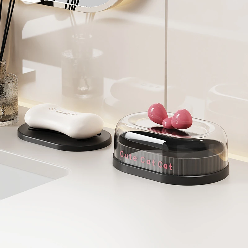 创意家用浴室置物架带盖香皂盒塑料材质可定制收纳实用品