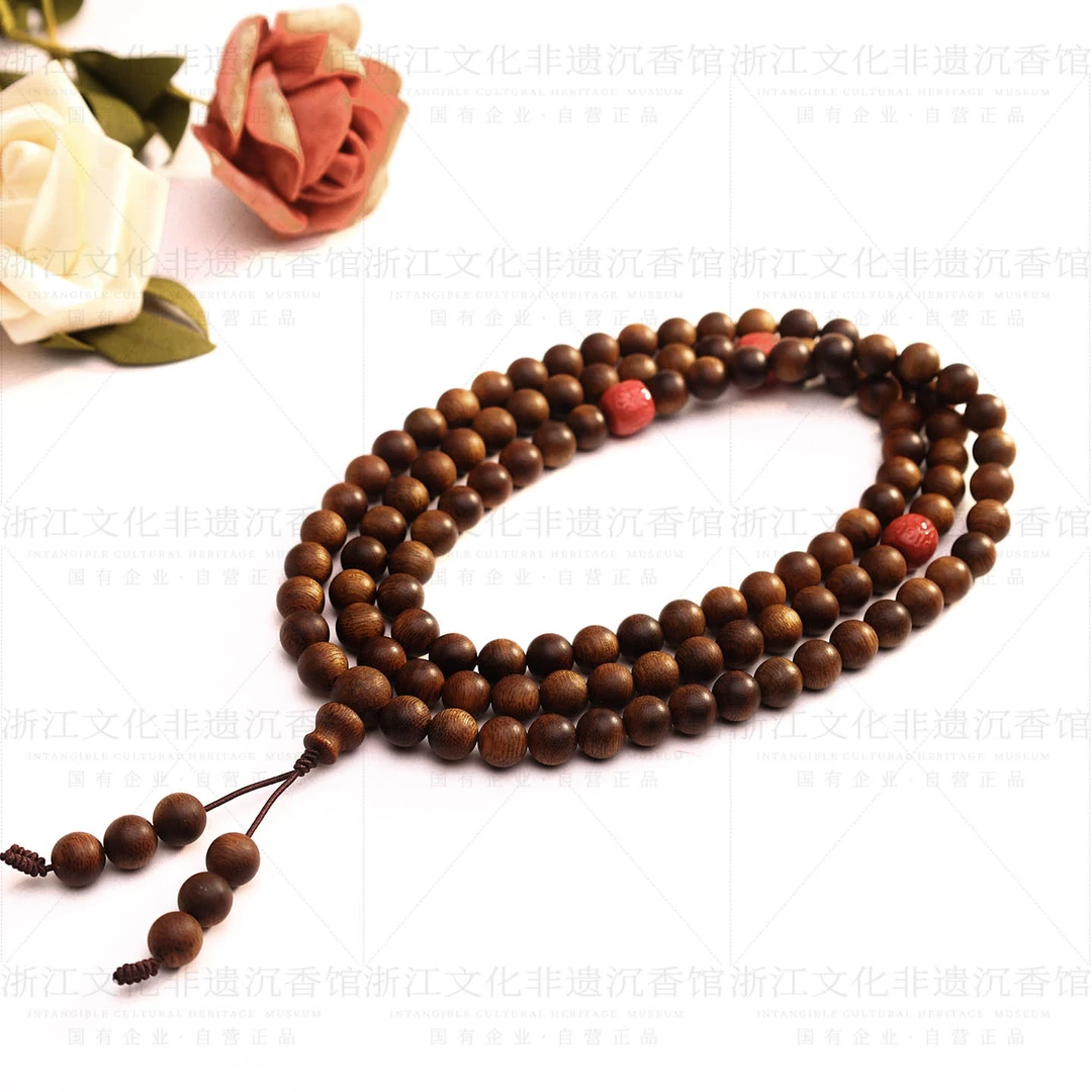 沉香【非遗严选】越南富森红土沉水圆珠多圈手串108颗8mmFY0007