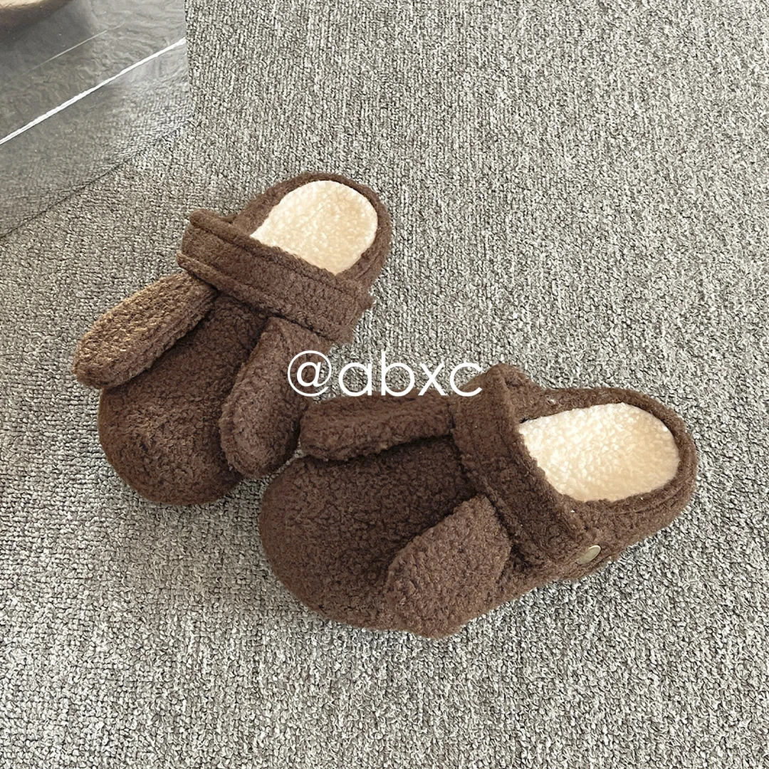 休闲百搭毛毛拖鞋子女款爆款2025新款冬季加绒保暖棉鞋包头半拖鞋
