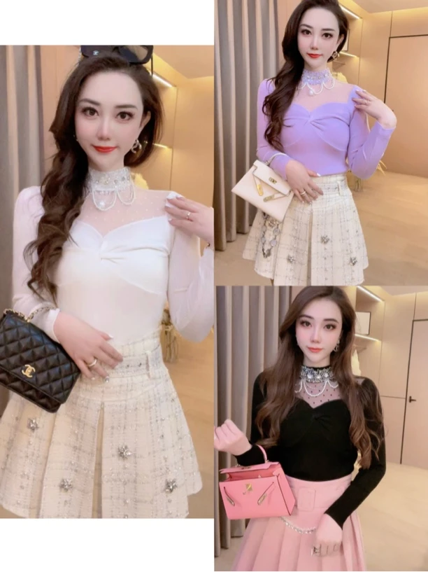 【温柔女主】重工钉珠轻奢百搭显瘦针织上衣