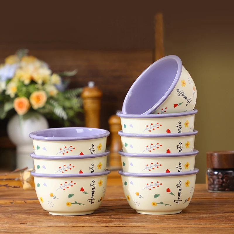 紫色陶瓷碗家用吃饭碗高级感米饭碗好看的饭碗个人专用高颜值餐具