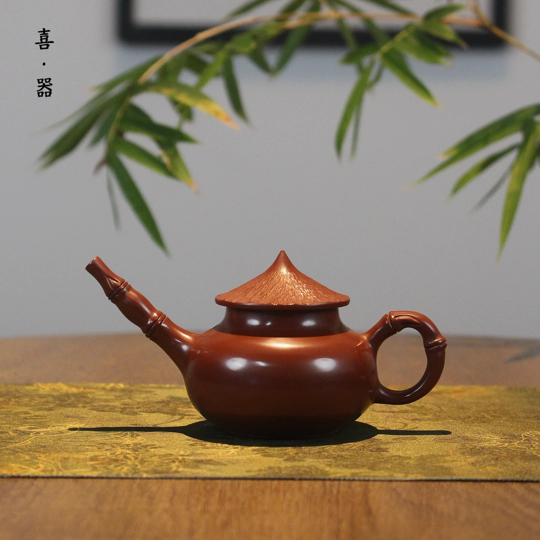 喜器章思林-渔翁壶约70cc潮州朱泥全手工手拉泡茶壶茶具纯手工