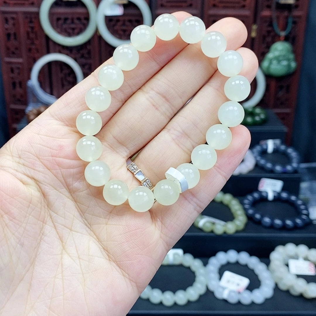 和田玉手串未镶嵌蜂蜜水10