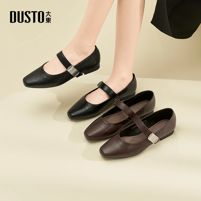 大东法式玛丽珍鞋2025夏季新款女士浅口方头单鞋气质百搭鞋子3126