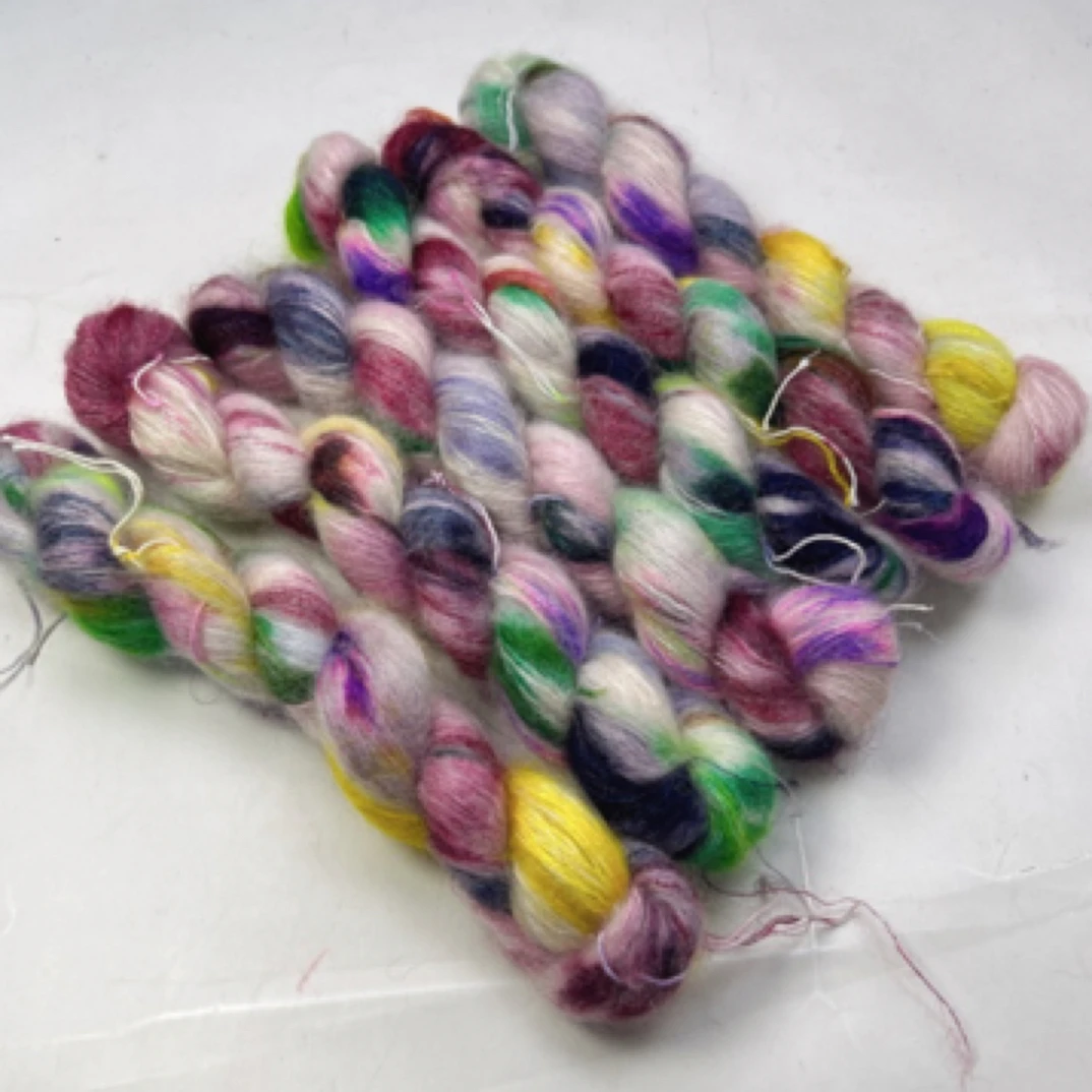 巧思妙染冬季手染线白厂丝真丝马海毛白厂丝单捻羊毛手工编织毛线