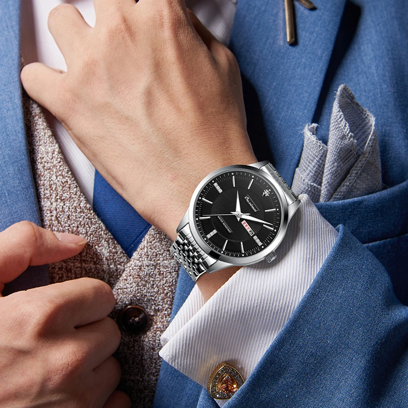 T力洛克休闲商务简约日历男士机械风格腕表-8606本黑