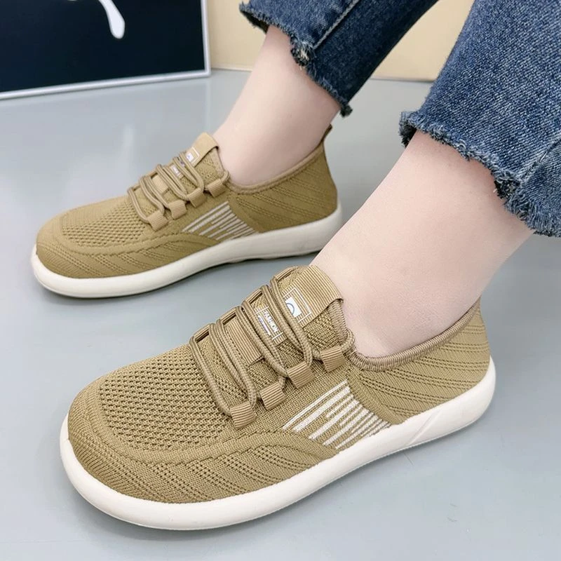 女厚底百搭跑步休闲单鞋舒适健步鞋2025新款运动鞋网面老北京布鞋