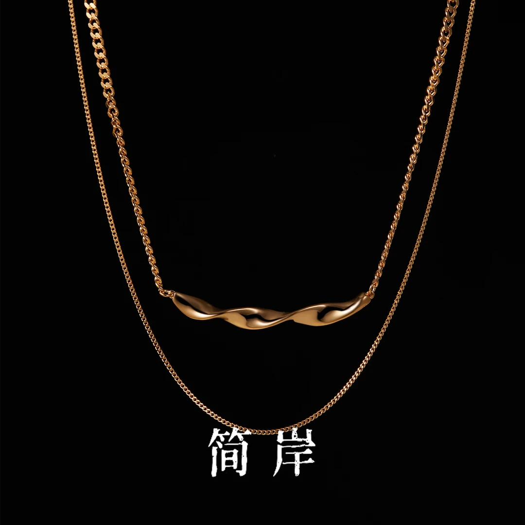 jeshore/简岸 链子925银 双层麻花扭结链