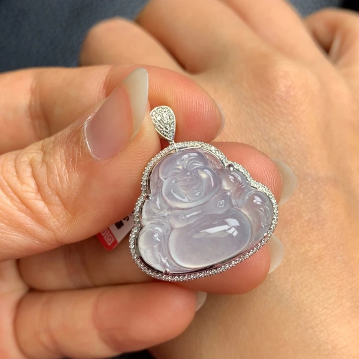 翡翠吊坠(不含链)18K金镶嵌