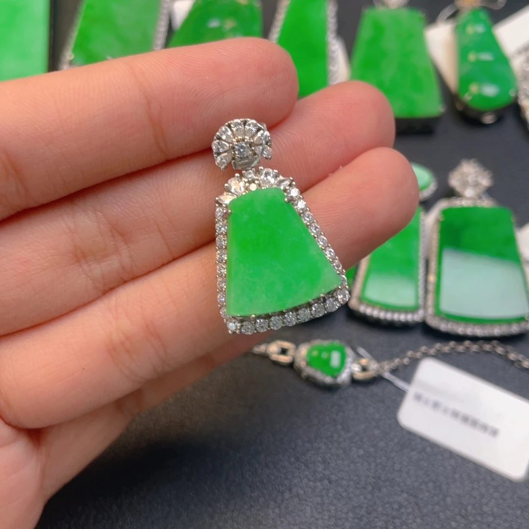 翡翠银S925镶嵌吊坠(不含链)