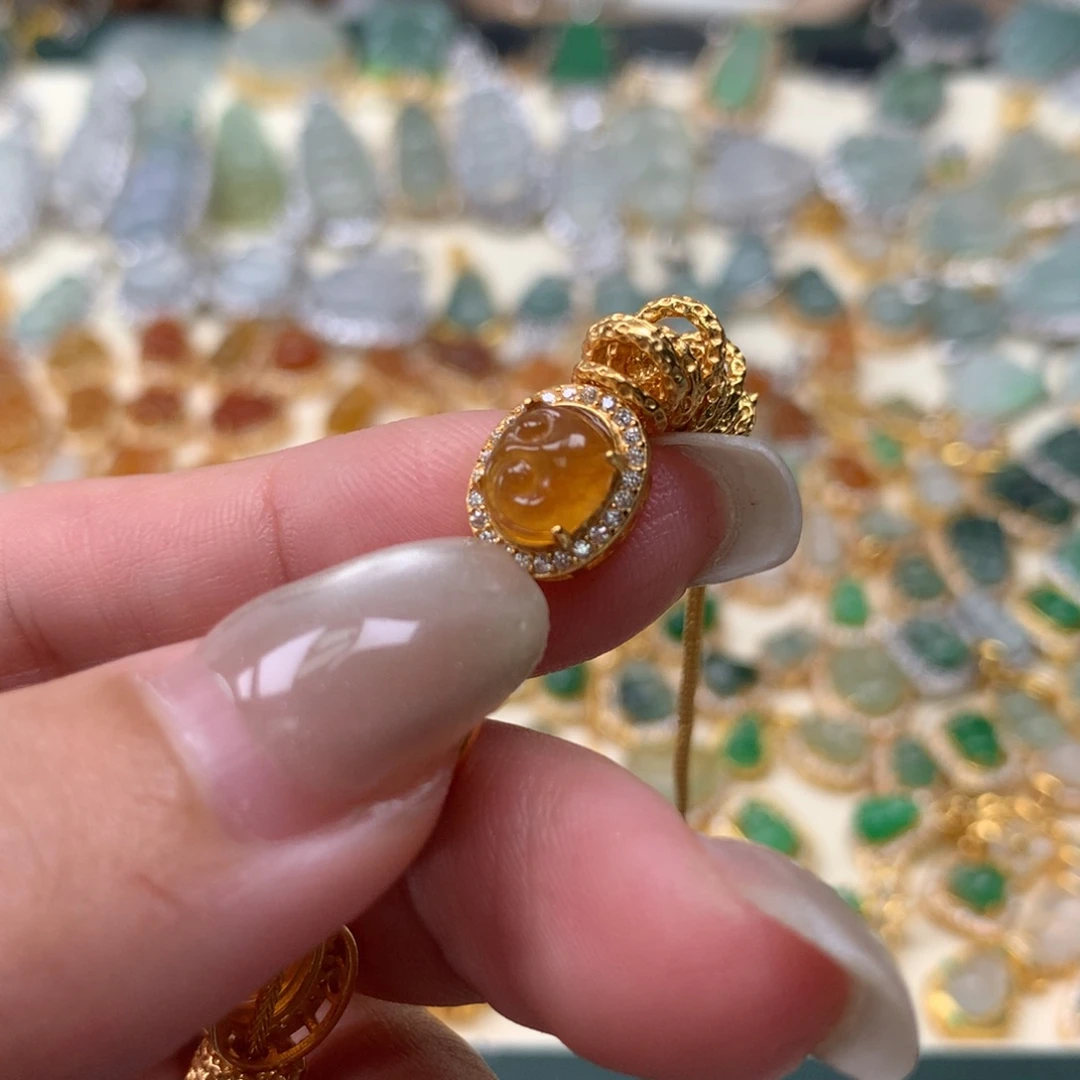 颈饰银S925镶嵌翡翠露*