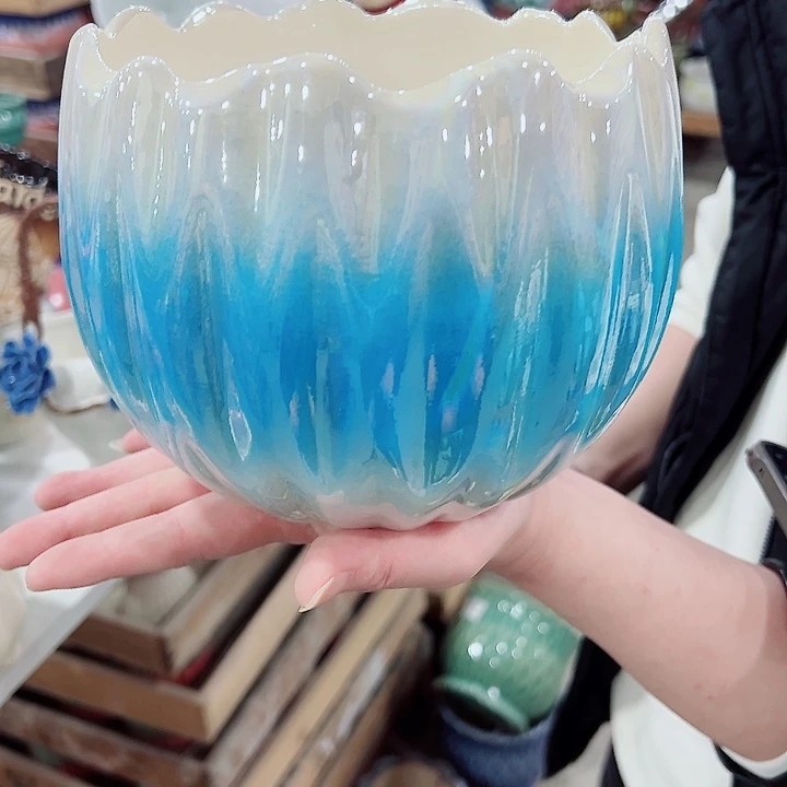 有孔，凑单福利满10元发货陶瓷多肉花盆！