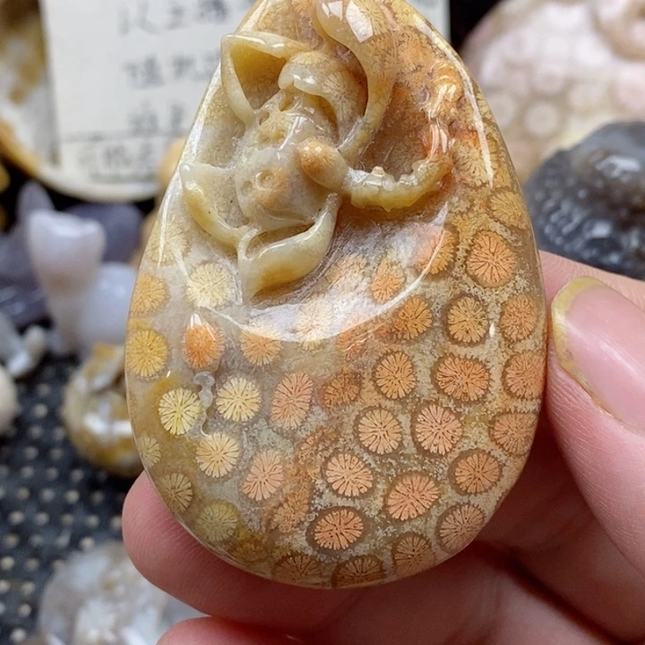 颈饰未镶嵌硅化珊瑚(珊瑚玉)