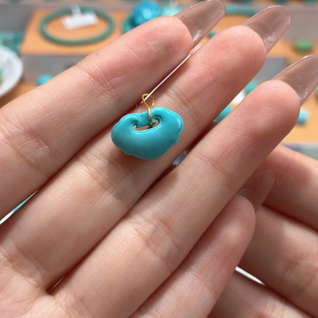 绿松石未镶嵌珠宝奇石如意锁