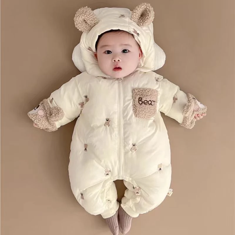 宝宝哈衣羽绒棉秋冬保暖初生儿连衣婴幼儿外出衣服新生儿爬爬服