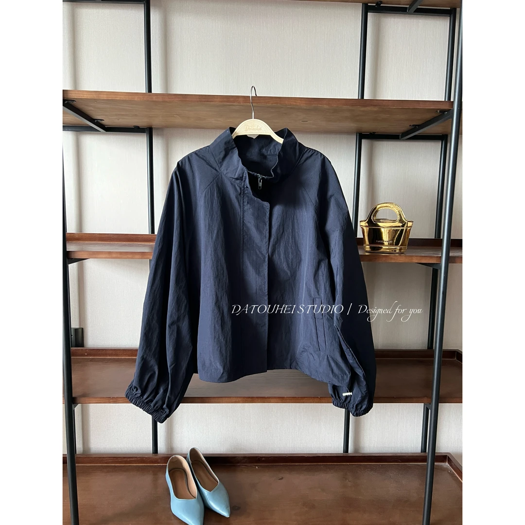 大头黑STUDIO【松茶情书】2025女秋时尚立领插肩外套D225X10763