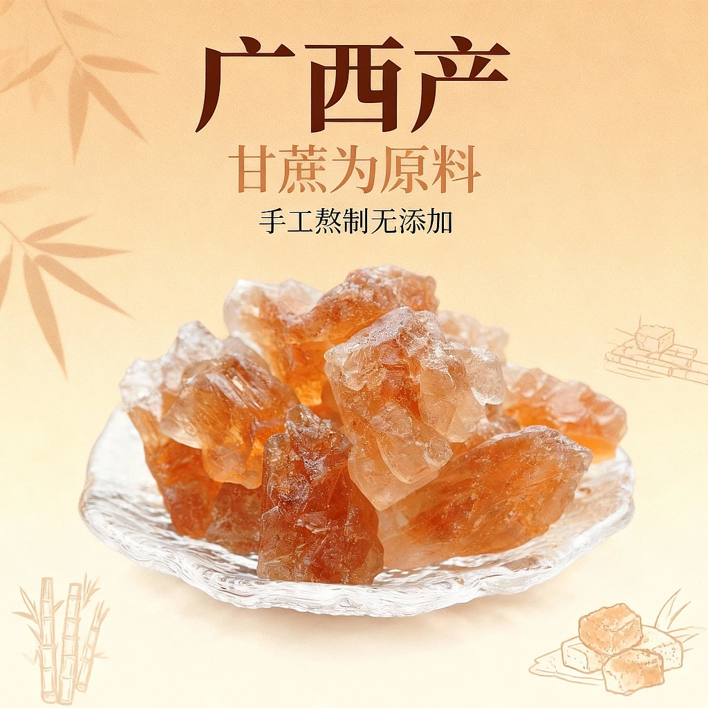 广西纯蔗糖老冰糖华蔷多晶黄冰糖散装手工熬制清甜冰糖250g