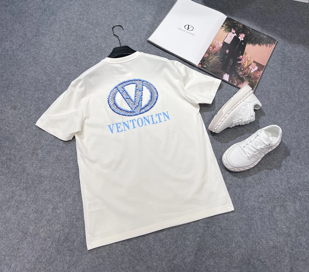 VENTONLTN纯棉乳白色短袖男士T恤2025春夏新款潮流休闲半袖