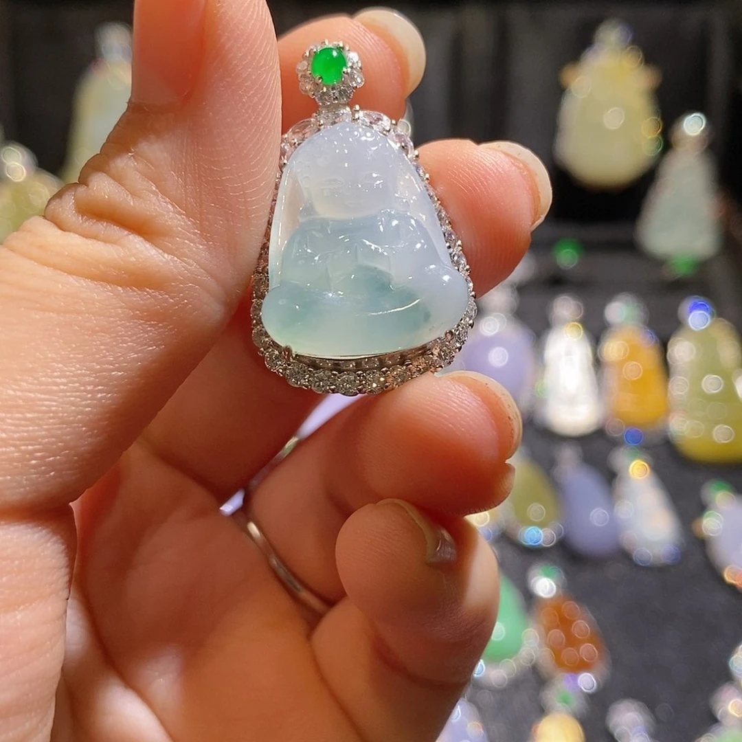 颈饰银S925镶嵌翡翠天然翡翠