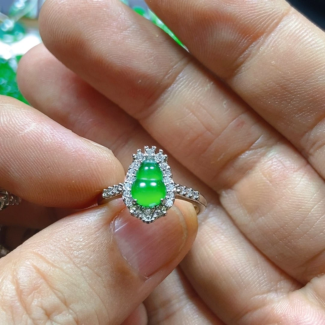 翡翠银S925镶嵌戒指636戒指