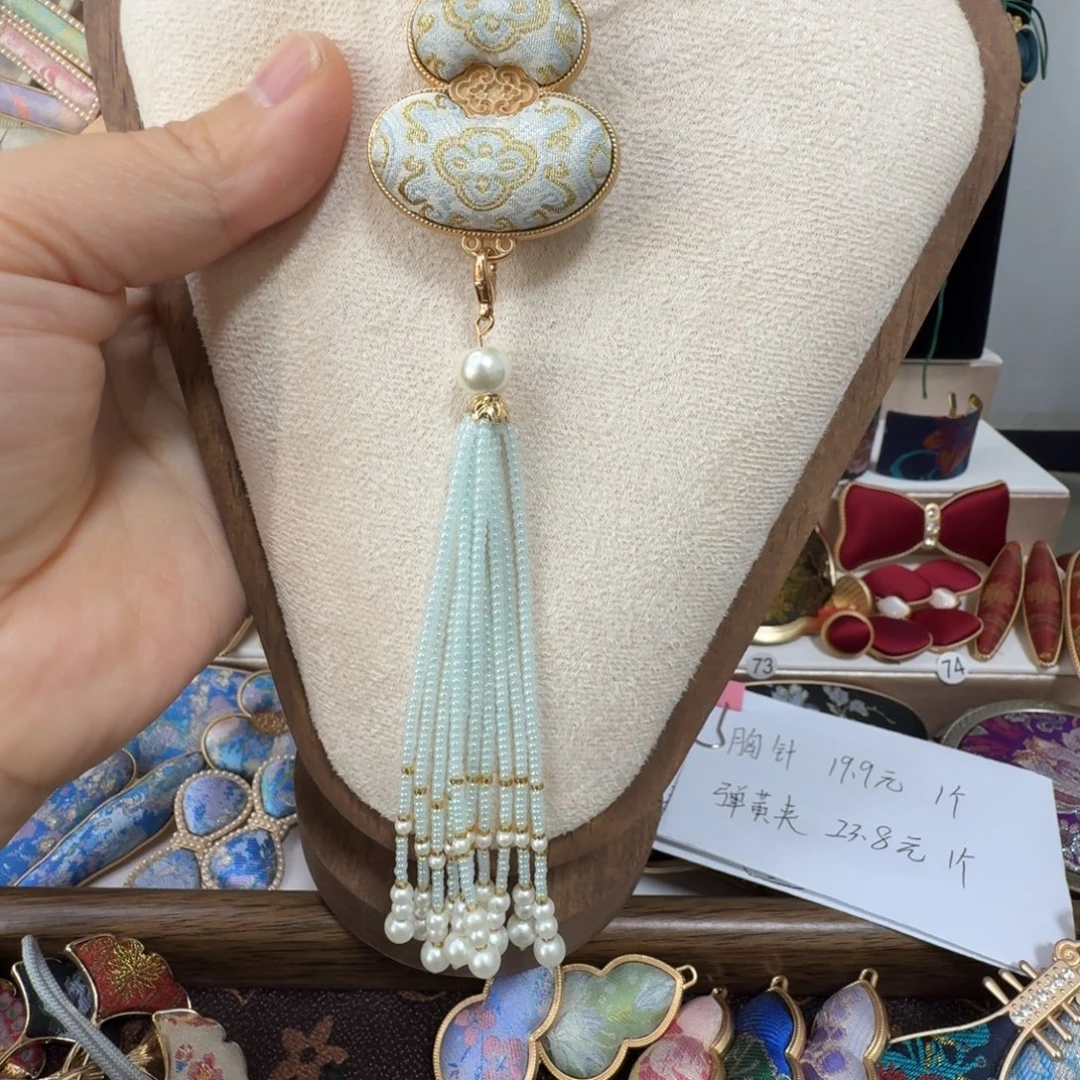 琉璃纯铜合金好看的宋锦发夹呦