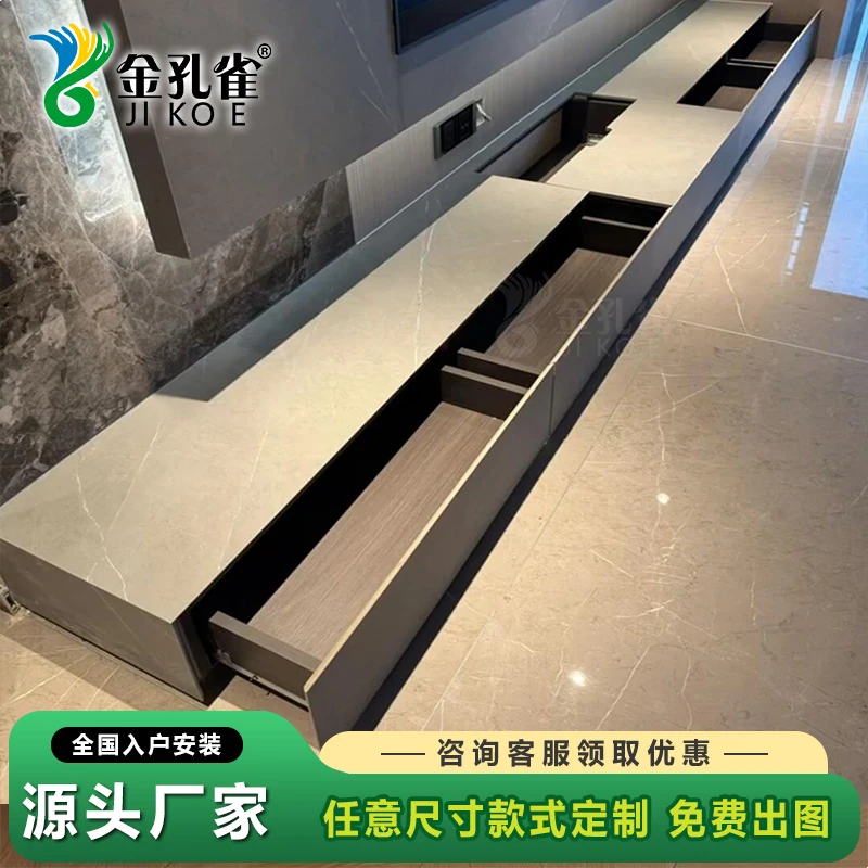 2.6米极简阿玛尼灰岩板电视柜客厅简约家用岩板电视柜厂家直销