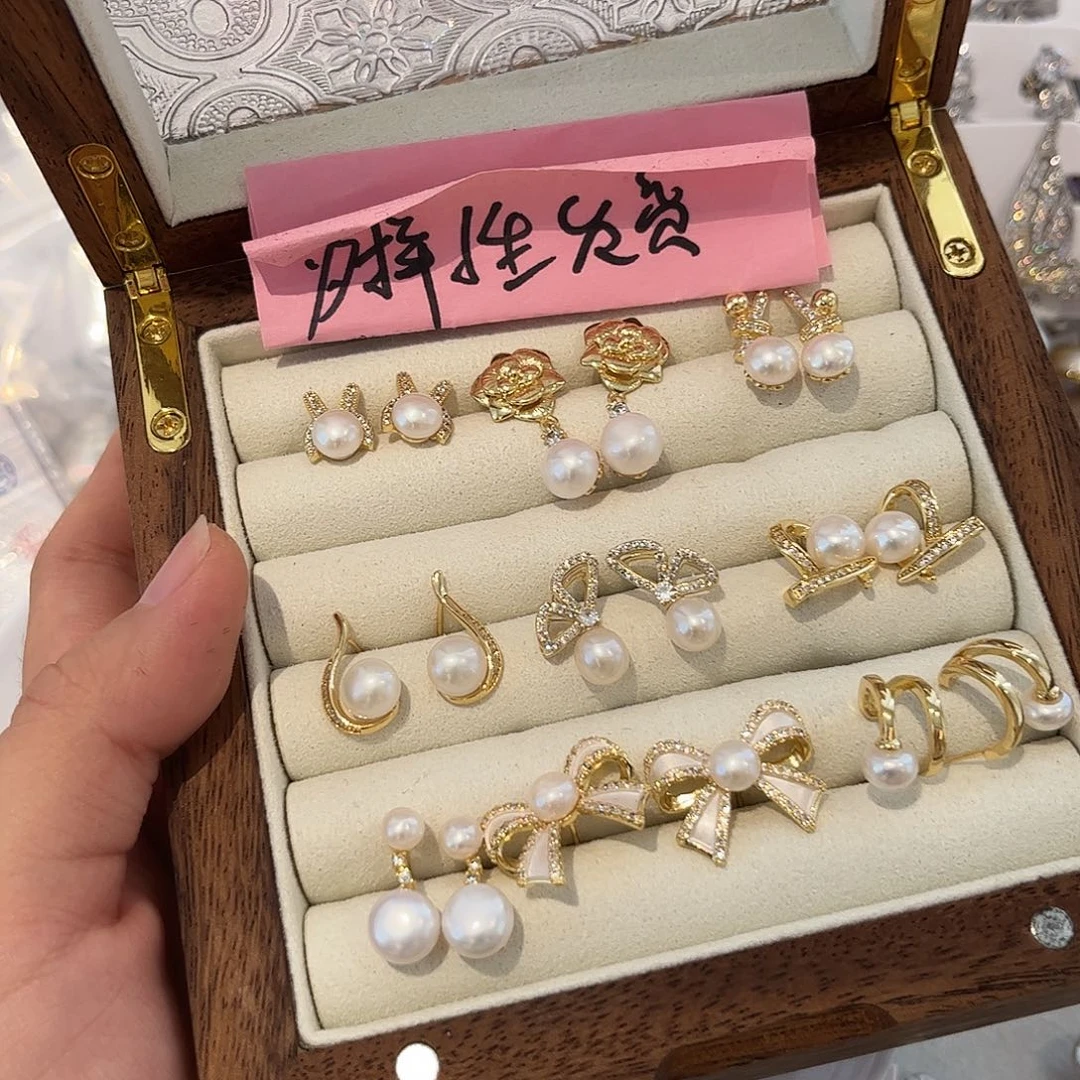 合金淡水珍珠耳饰