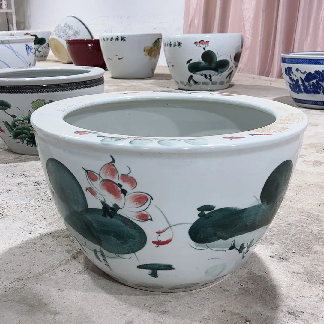 凡***子摆件50直径水墨荷花