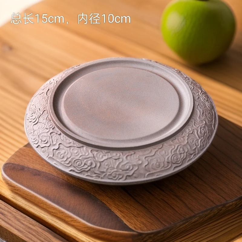 粗陶老岩泥手工祥云壶承干泡盘中式复古壶承茶壶托壶垫小茶台家用
