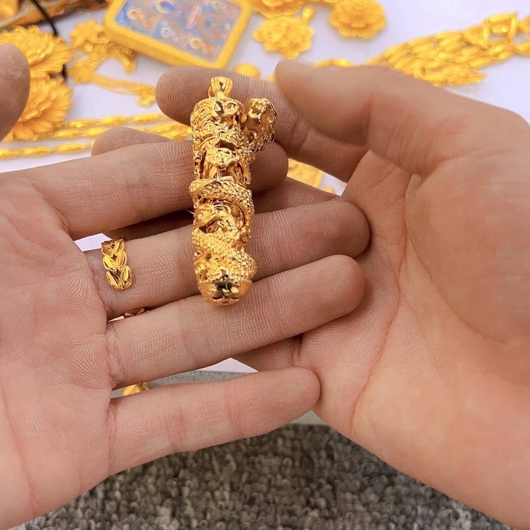 籿***開铜合金无盘龙柱吊坠