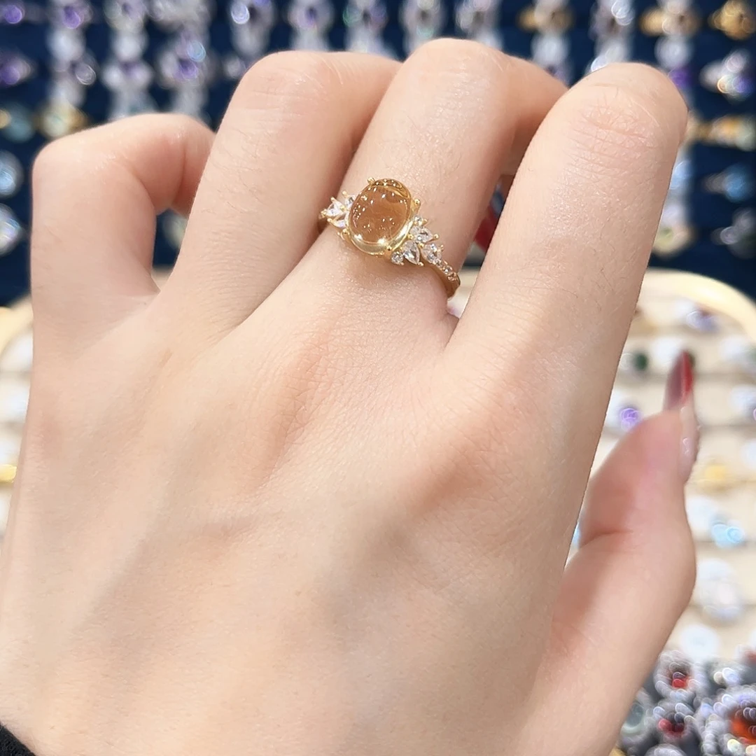 黄晶女款银S925镶嵌戒指