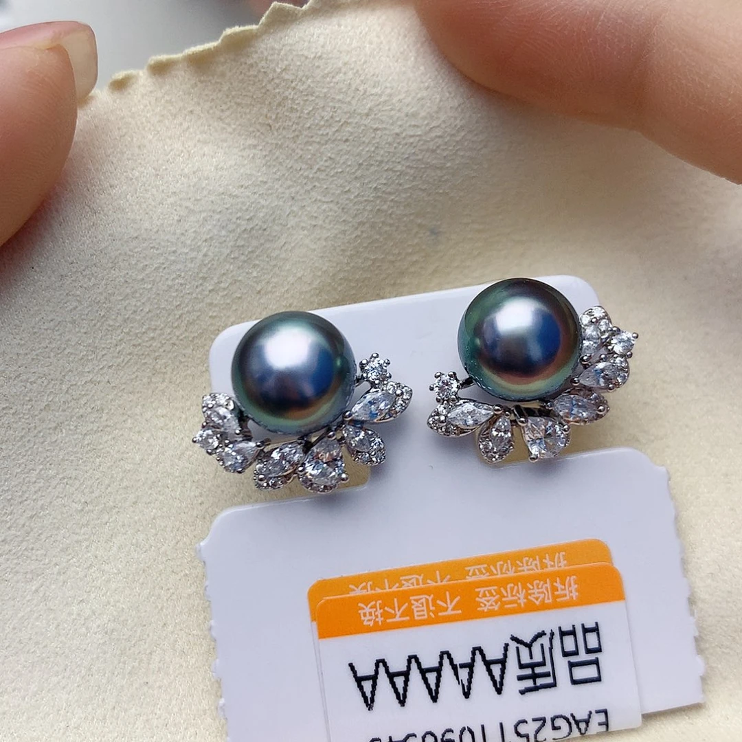 银S925镶嵌耳饰海水珍珠W20