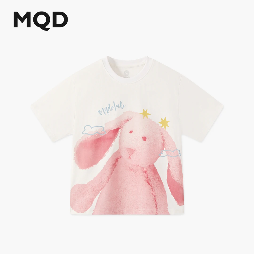 MQD女大童夏季新品学院风甜酷休闲卡通兔子短袖轻薄T恤6652W0334