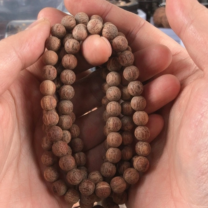 降真香手串/手链超精品08/108纯白棋碳化金丝糖结