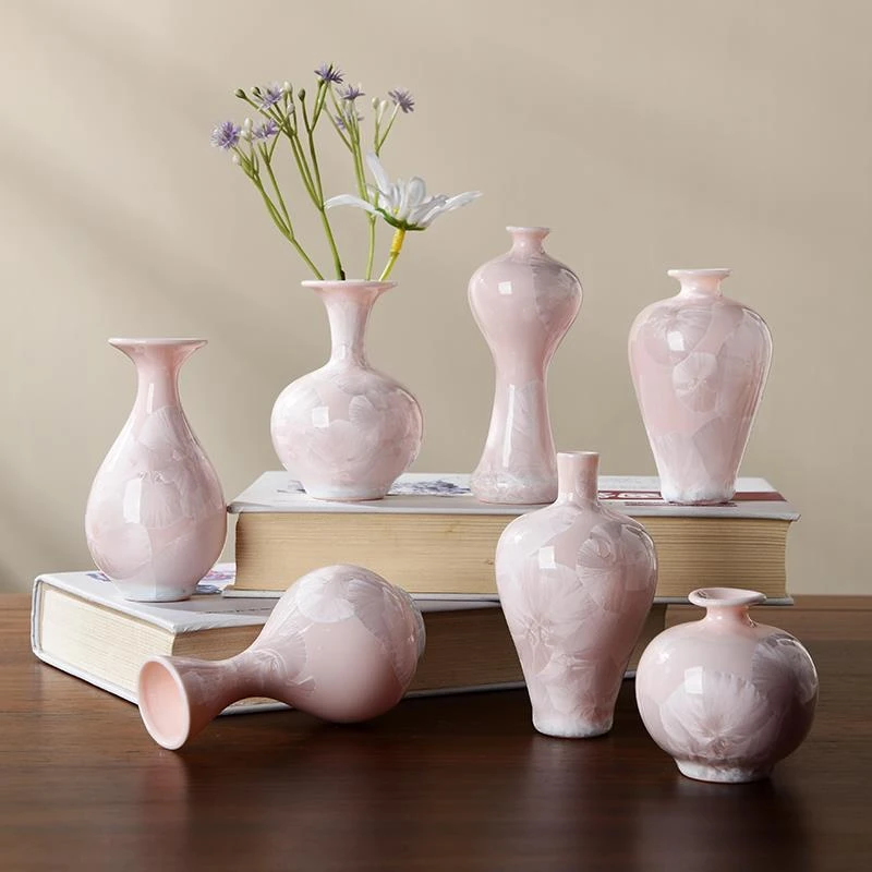 迷你小号结晶釉陶瓷花瓶现代简约摆件玄关博古架家用清新装饰品